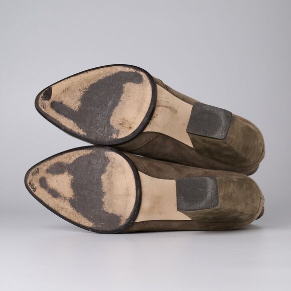 Zara Women’s Beige Suede Western Boho Chic Ankle Boots Sz 38 Almond Toe Pull On - Picture 7 of 11